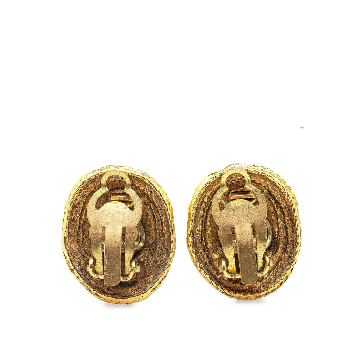 Gold Chanel Gold Plated CC Clip On Earrings