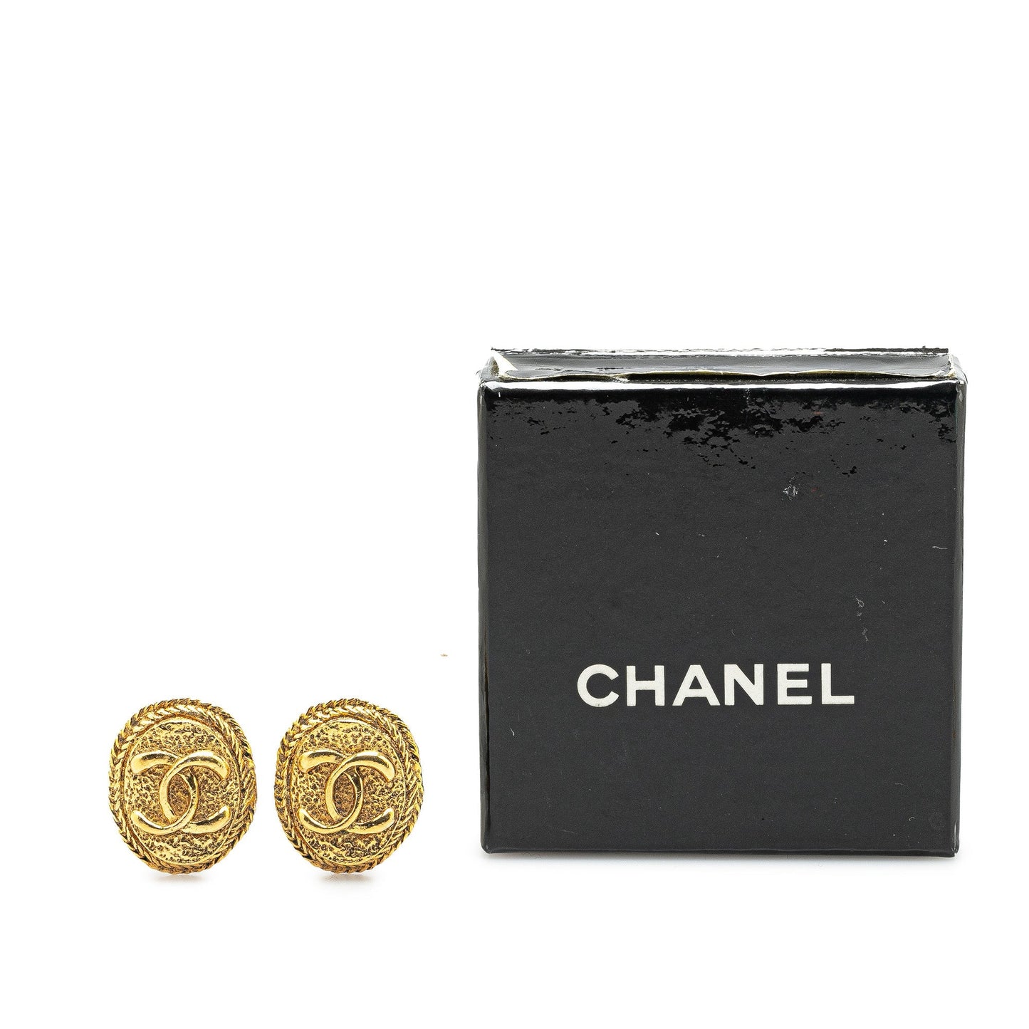 Gold Chanel Gold Plated CC Clip On Earrings