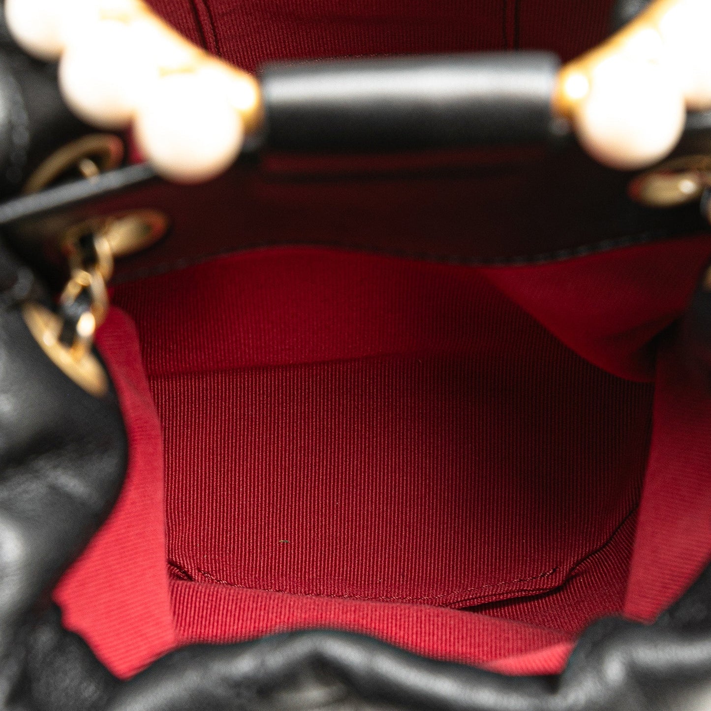 Chanel Sac Quilted Lambskin Pearl Crown Drawstring Bucket Bag