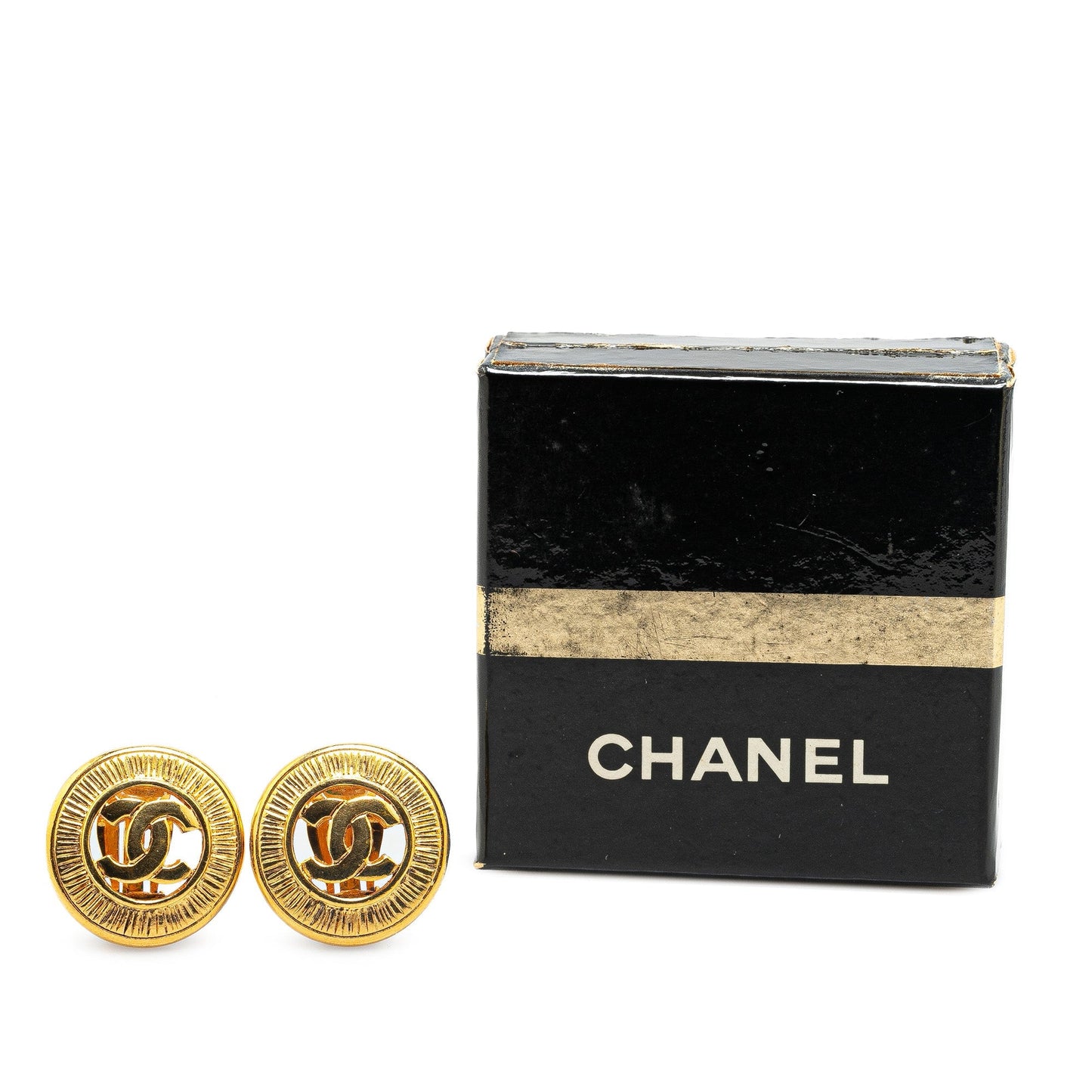 Gold Chanel Gold Plated CC Clip On Earrings