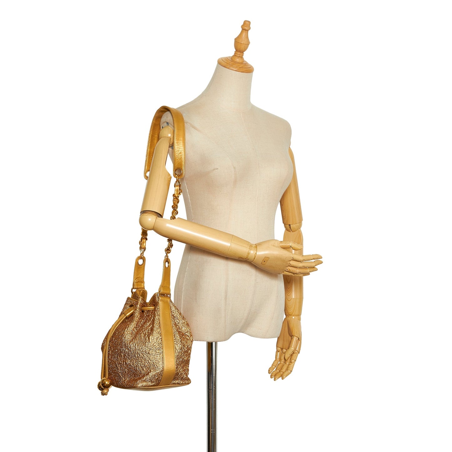Gold Chanel Brocade Bucket Bag