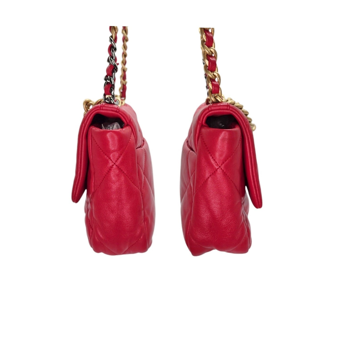 Chanel 19 Lambskin Quilted Medium Flap Bag Red