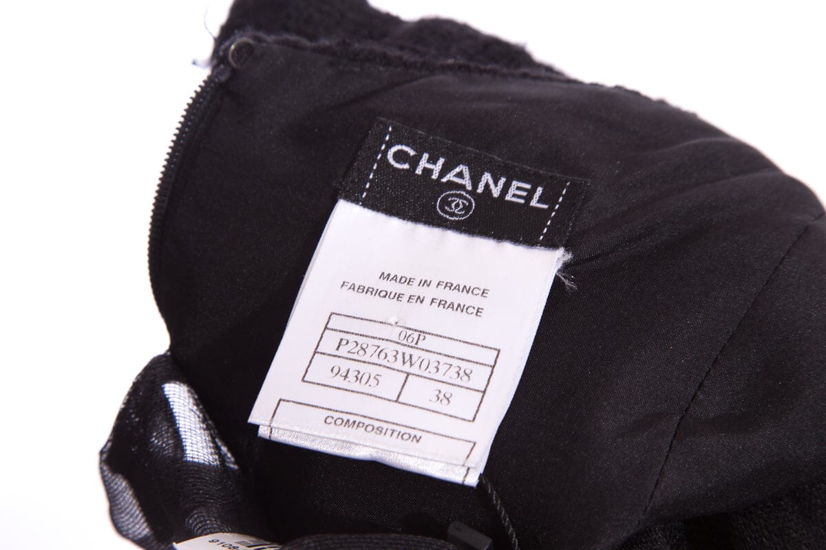 Chanel Pre-Fall '06 Black Tweed/Mesh Dress SZ 38