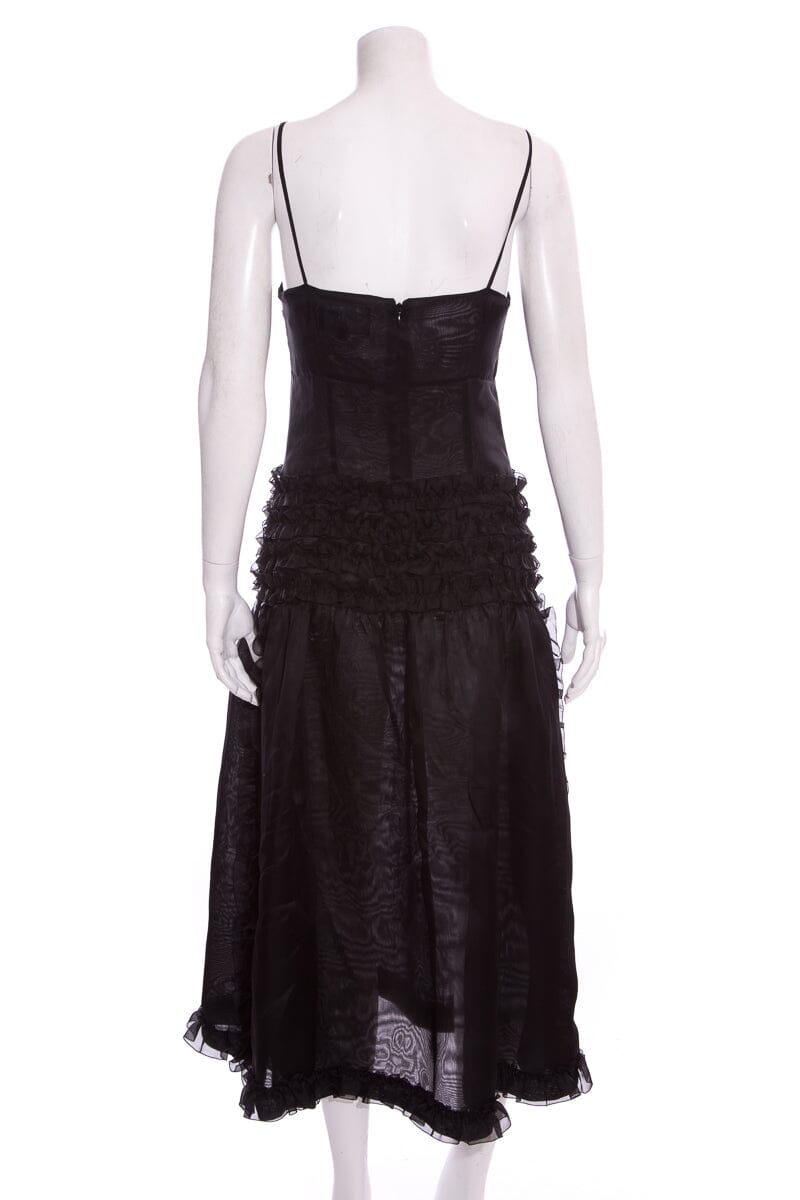 Chanel Black Ruffle Organza Dress SZ 38