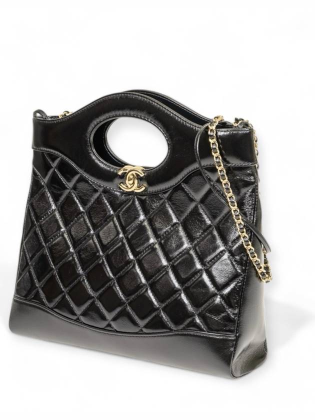 Chanel 31 Bag Small New Shopping Shopper Bag Tote Shoulder Two Way Black