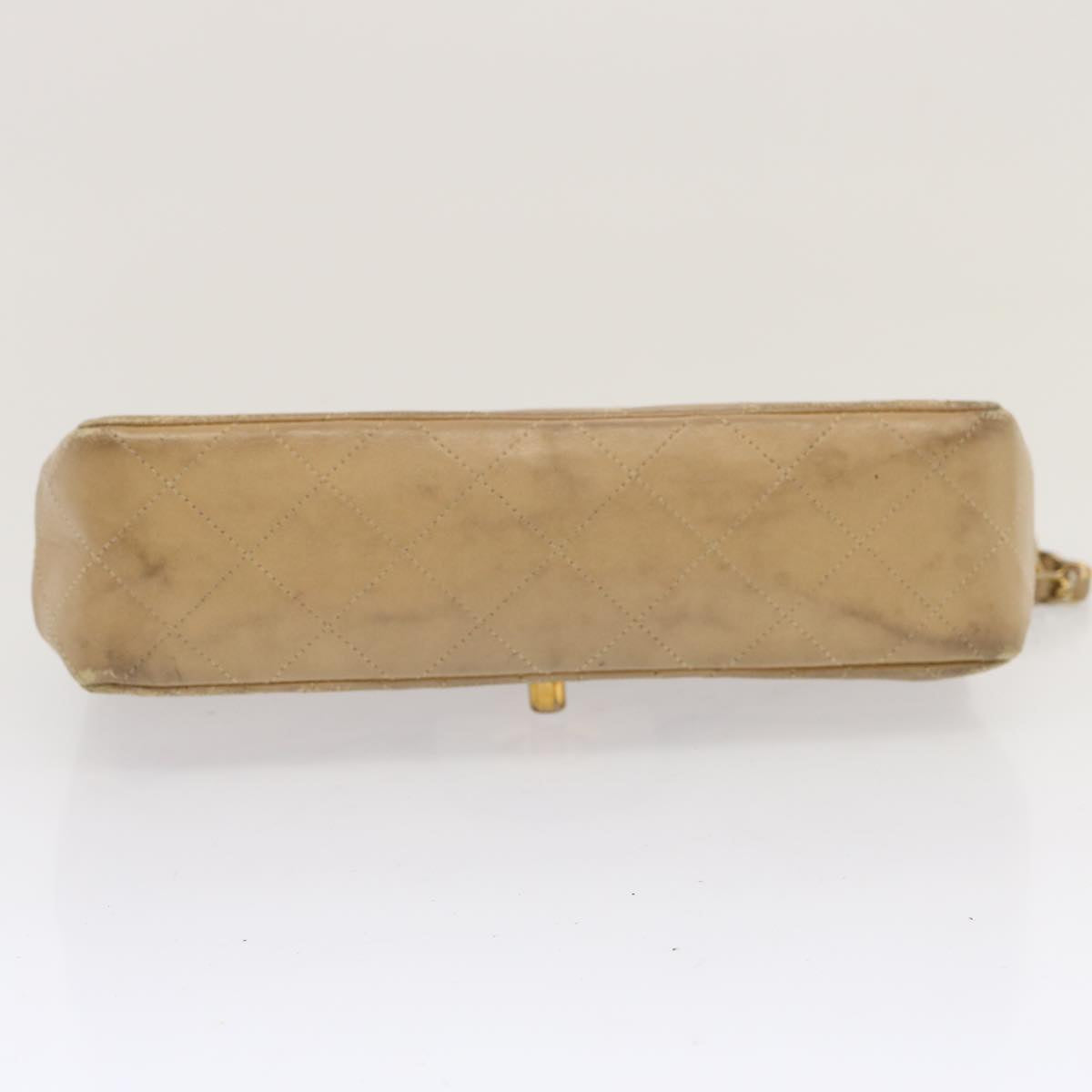CHANEL Matelasse Chain Shoulder Bag Lamb Skin Beige CC 70454A