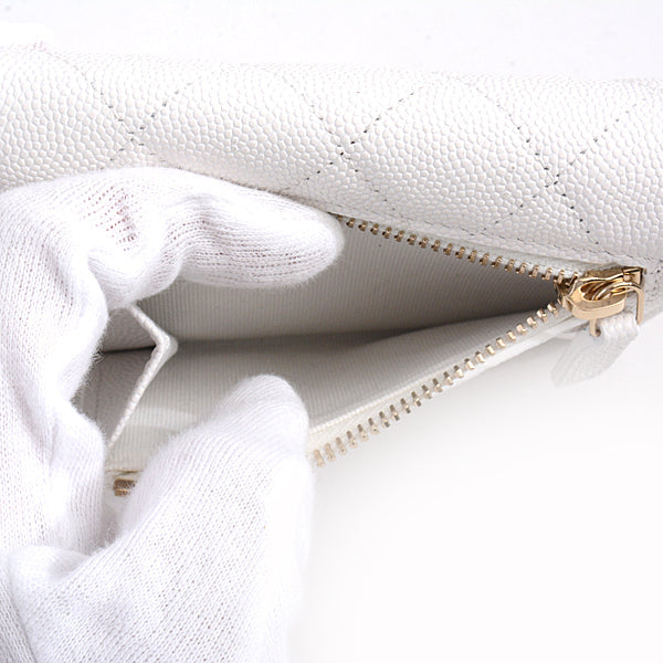 Chanel Caviar Skin Compact Trifold Wallet