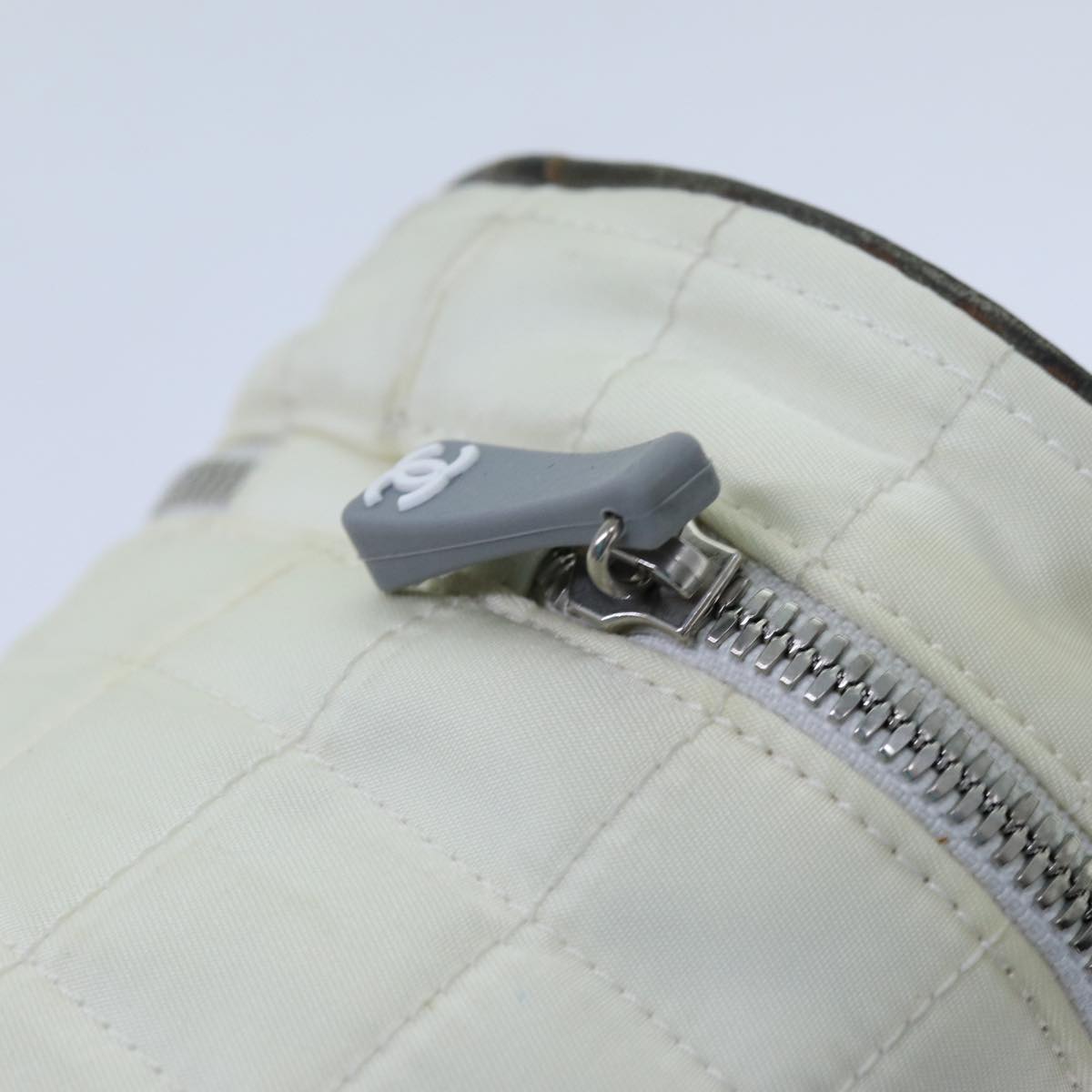 CHANEL Choco Bar Sports Line Shoulder Bag Nylon White CC 70955