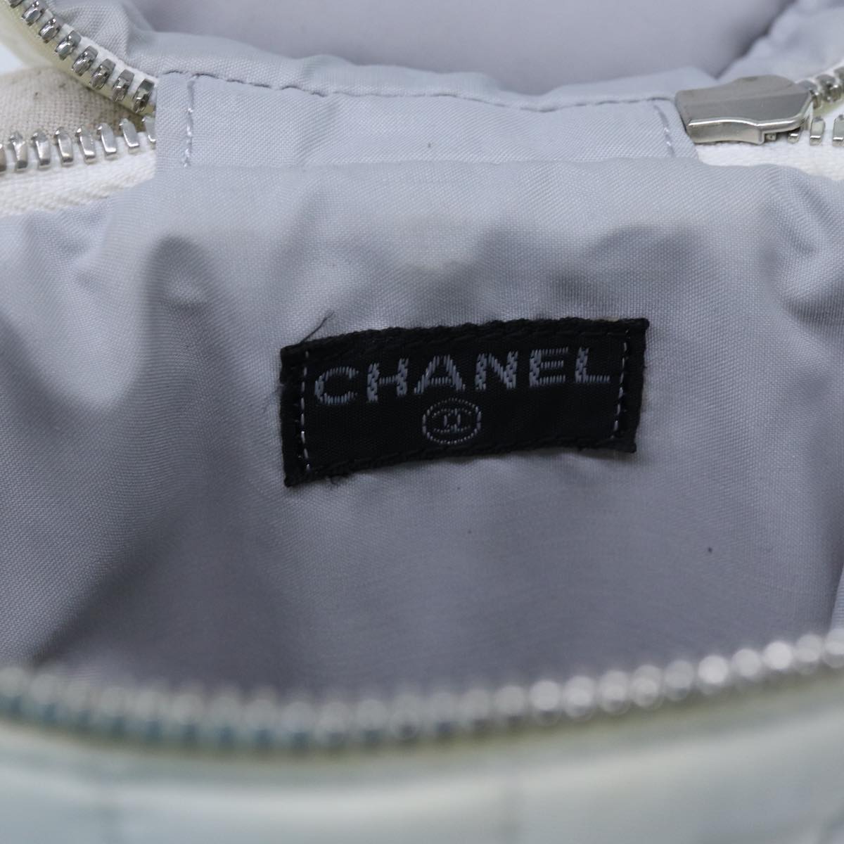 CHANEL Choco Bar Sports Line Shoulder Bag Nylon White CC 70955