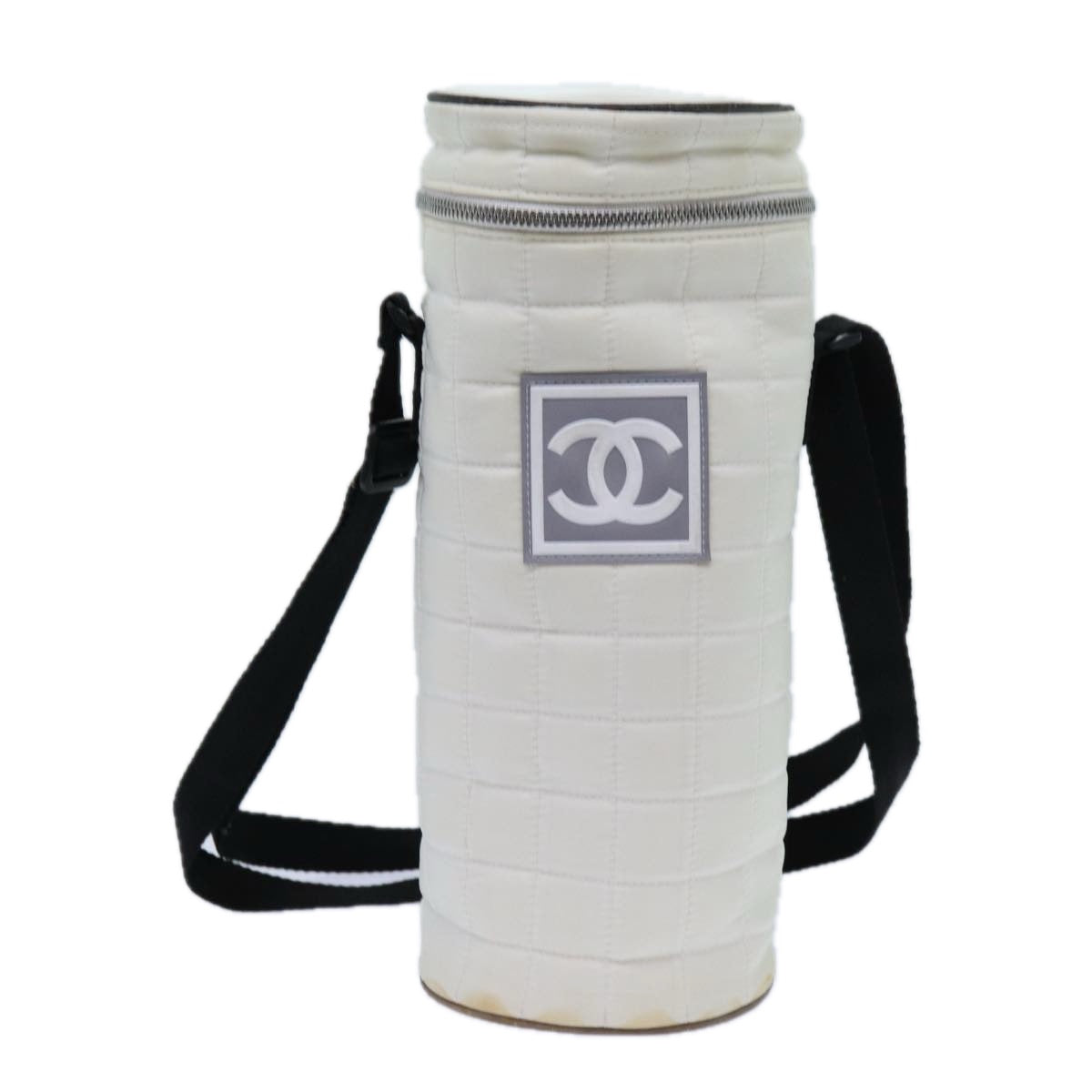 CHANEL Choco Bar Sports Line Shoulder Bag Nylon White CC 70955