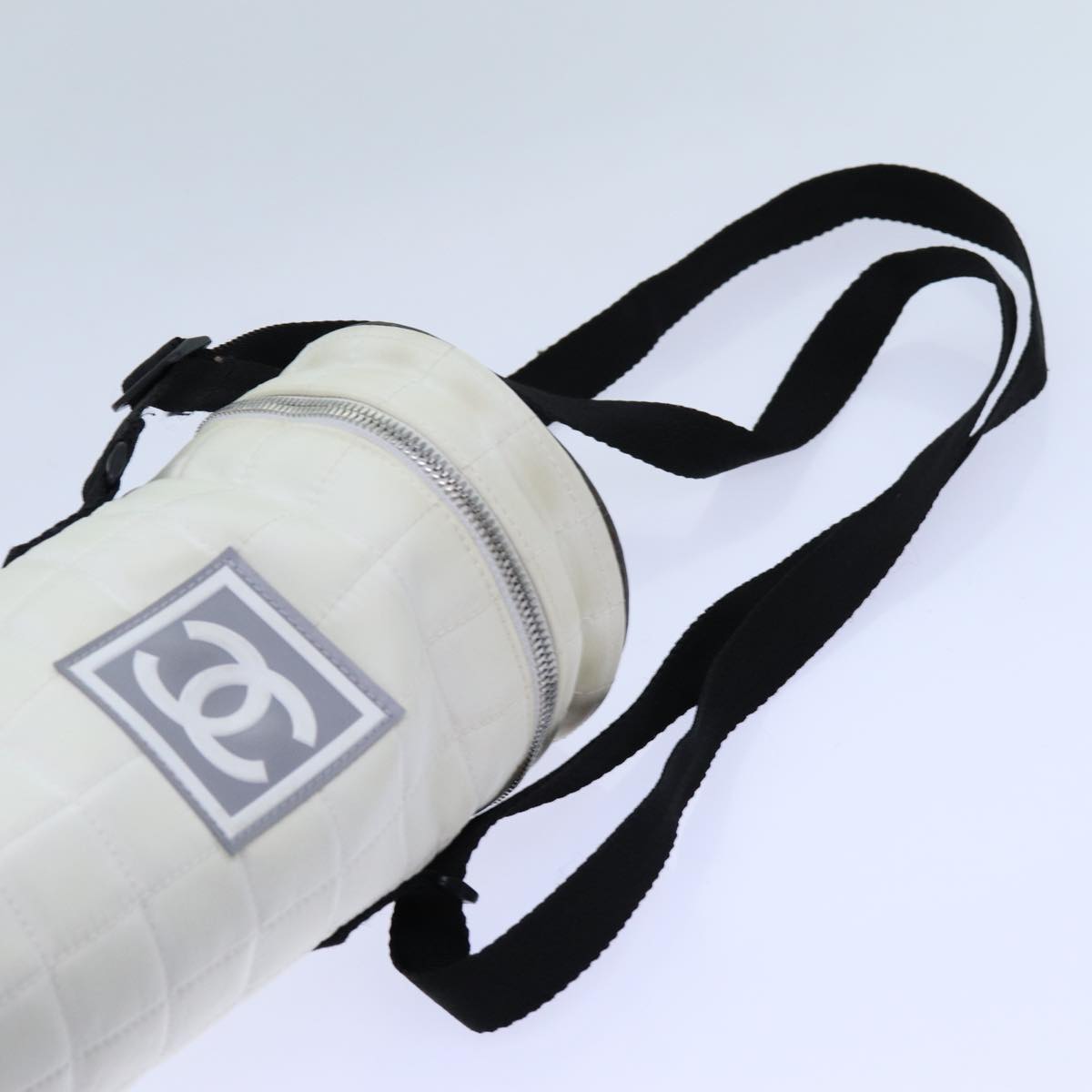CHANEL Choco Bar Sports Line Shoulder Bag Nylon White CC 70955