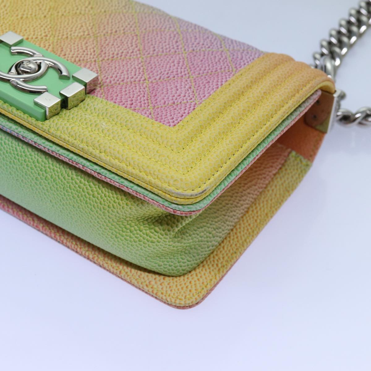 CHANEL Matelasse Boy Chanel Chain Shoulder Bag Leather Rainbow CC 71579S
