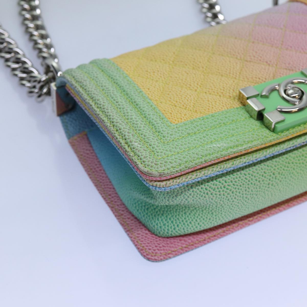 CHANEL Matelasse Boy Chanel Chain Shoulder Bag Leather Rainbow CC 71579S