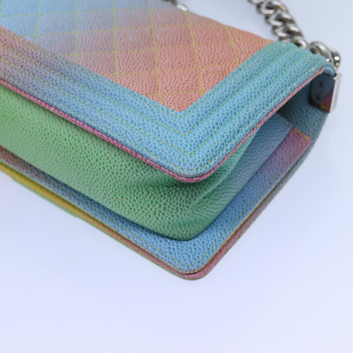 CHANEL Matelasse Boy Chanel Chain Shoulder Bag Leather Rainbow CC 71579S