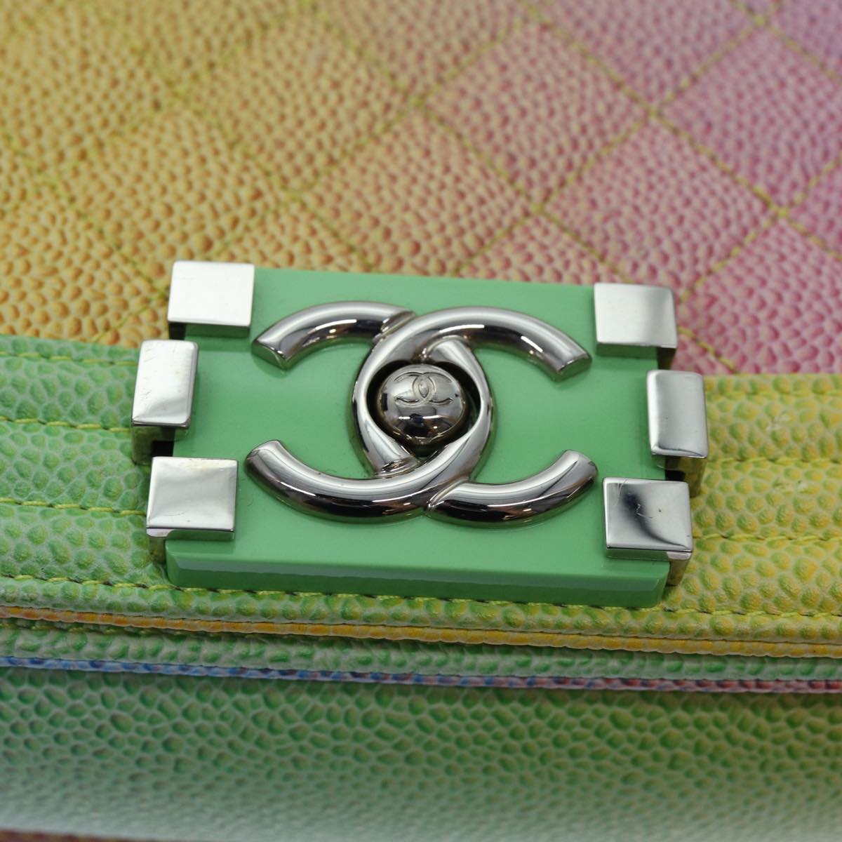 CHANEL Matelasse Boy Chanel Chain Shoulder Bag Leather Rainbow CC 71579S