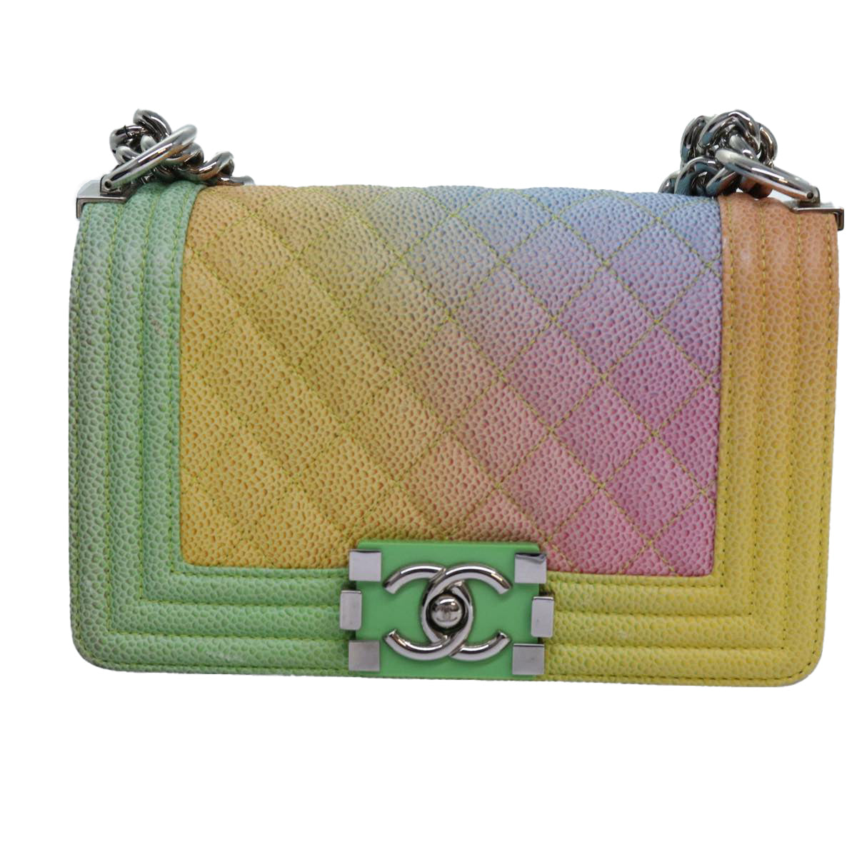 CHANEL Matelasse Boy Chanel Chain Shoulder Bag Leather Rainbow CC 71579S