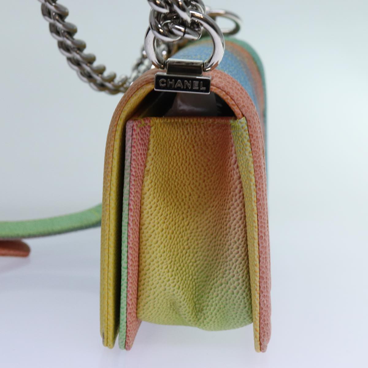 CHANEL Matelasse Boy Chanel Chain Shoulder Bag Leather Rainbow CC 71579S