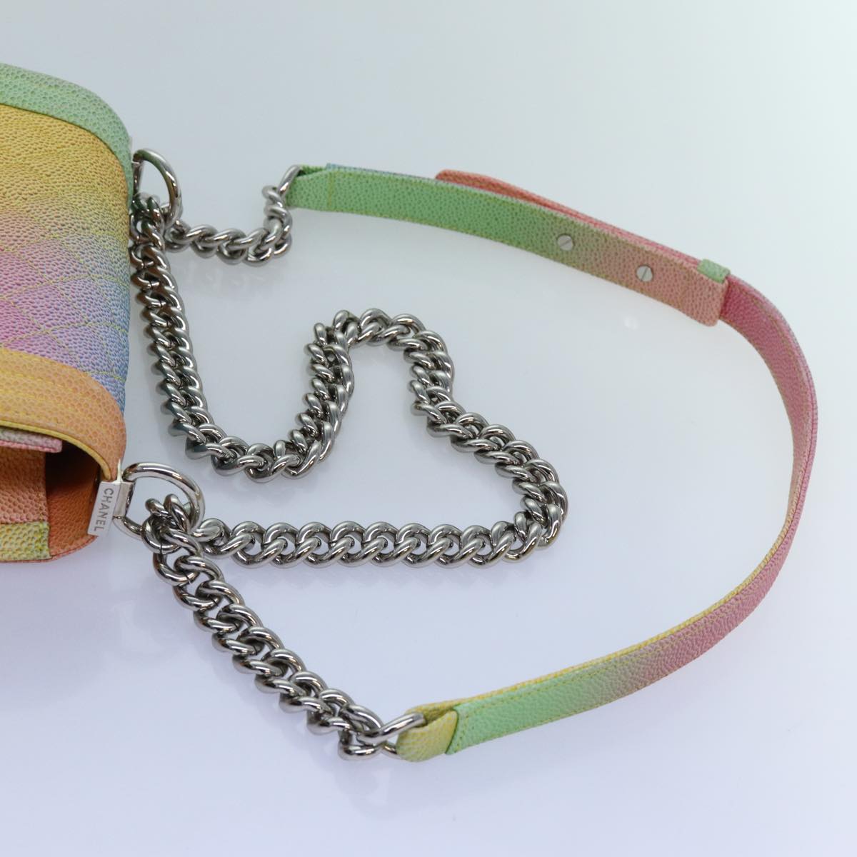 CHANEL Matelasse Boy Chanel Chain Shoulder Bag Leather Rainbow CC 71579S