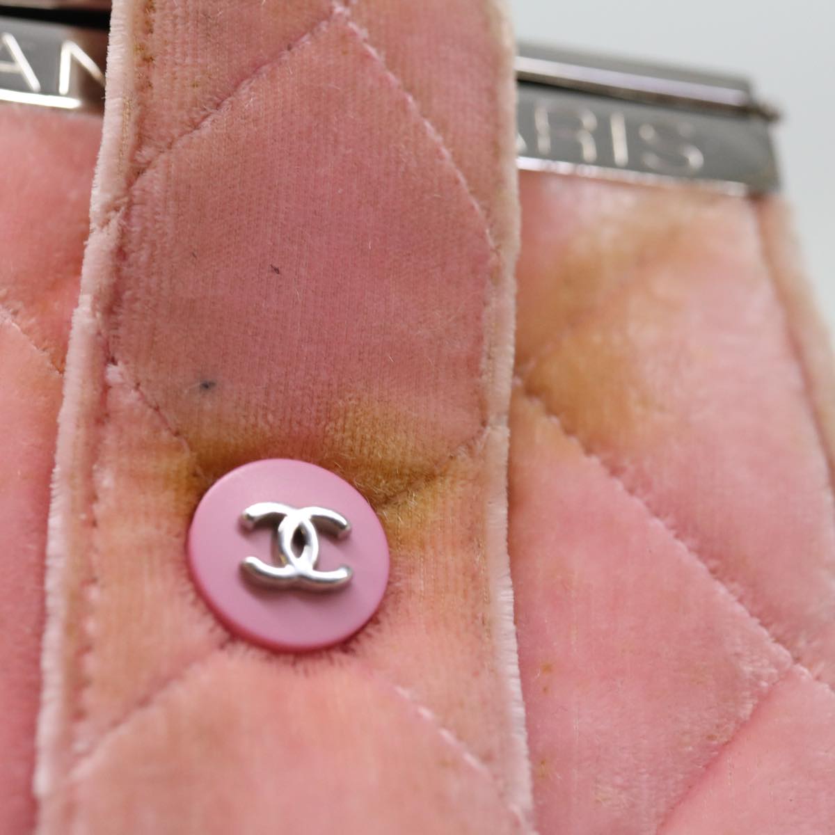 CHANEL Matelasse Hand Bag Velor Pink CC 71634A