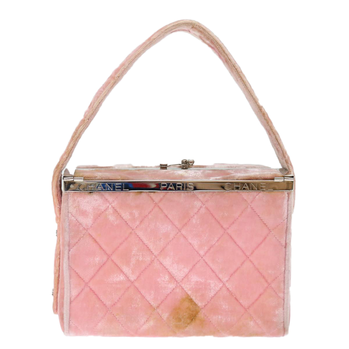 CHANEL Matelasse Hand Bag Velor Pink CC 71634A