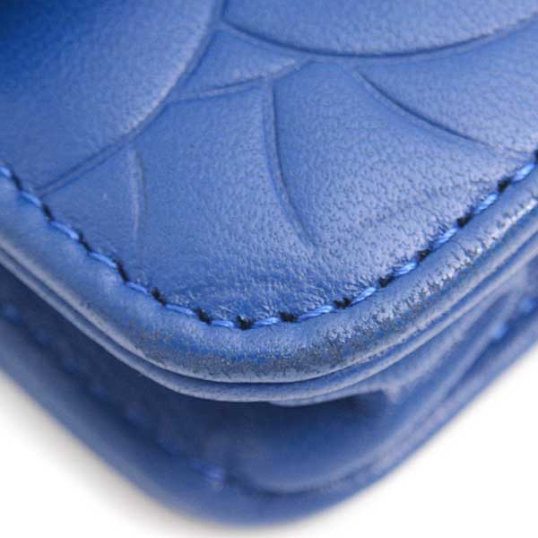 Chanel Camellia Chain Wallet Blue Lambskin