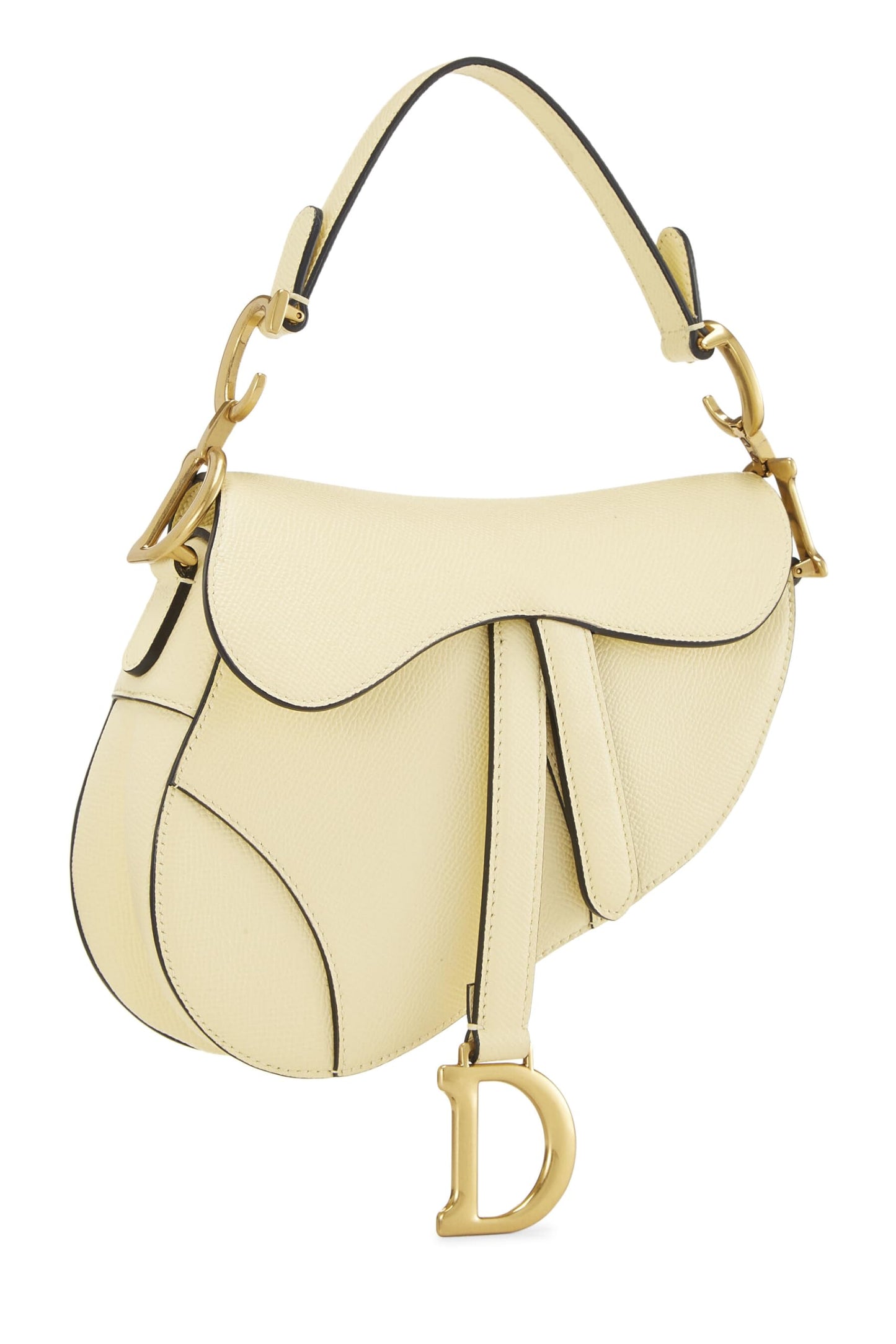 Dior, Cream Leather Saddle Bag Mini, Yellow