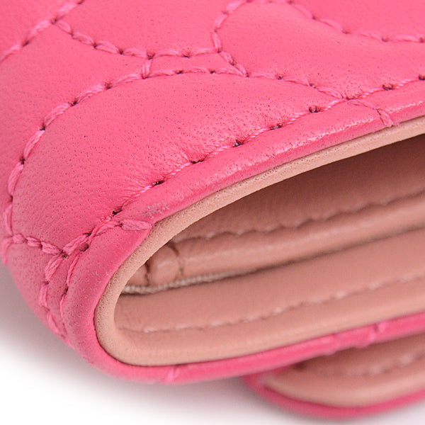 Chanel Camellia Lambskin Trifold Compact Wallet Pink