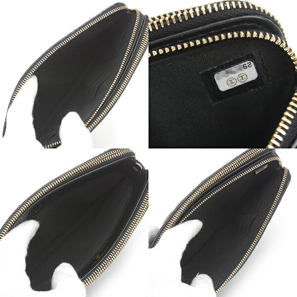 Chanel Matelasse Pearl Chain Wallet Shoulder Bag Black