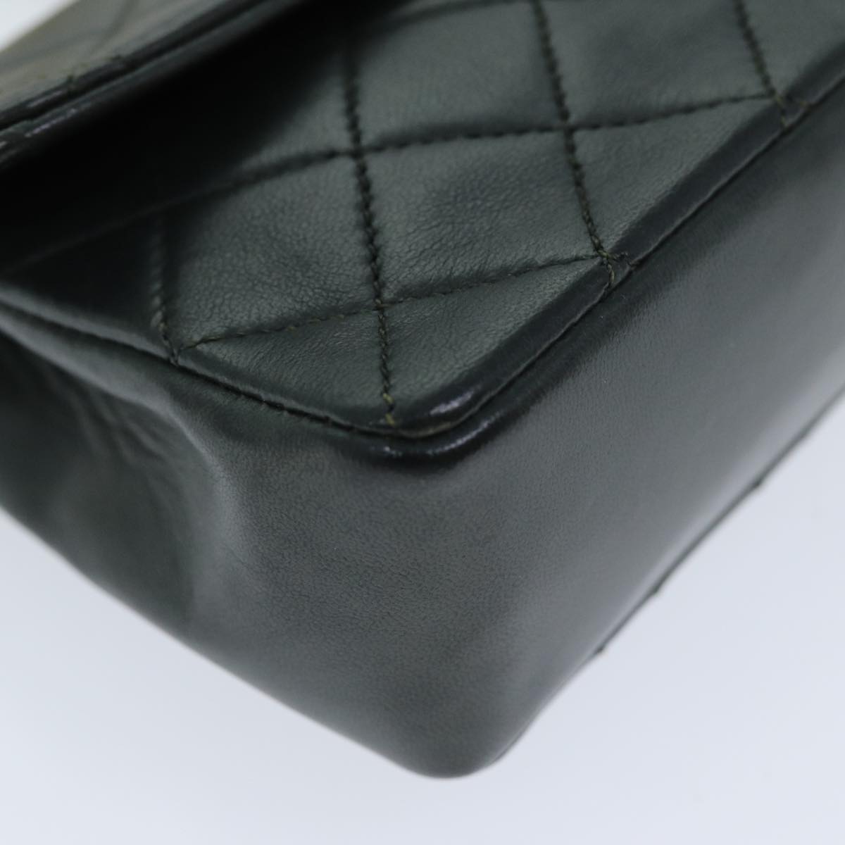 CHANEL Mini Matelasse Turn Lock Chain Bag Lamb Skin Black CC 72435A
