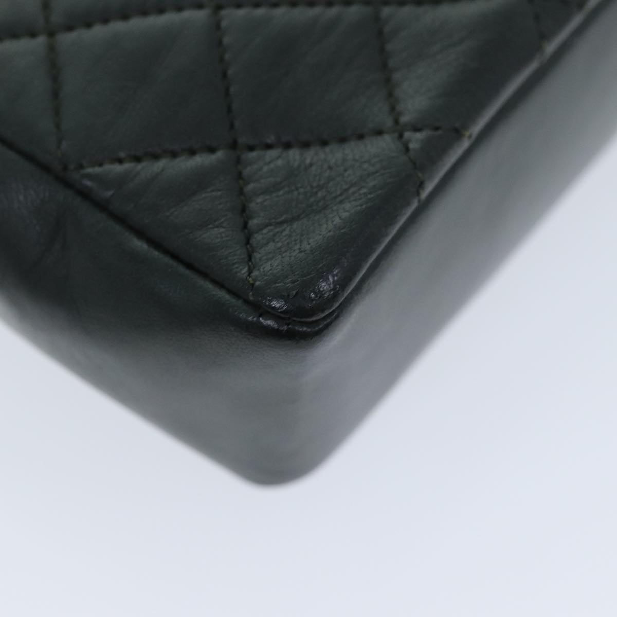 CHANEL Mini Matelasse Turn Lock Chain Bag Lamb Skin Black CC 72435A