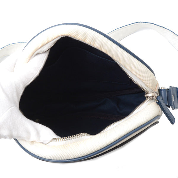 Chanel Airline Round Shoulder Bag Rubber Canvas Navy Black White