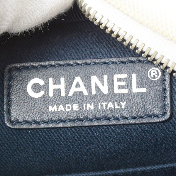 Chanel Airline Round Shoulder Bag Rubber Canvas Navy Black White