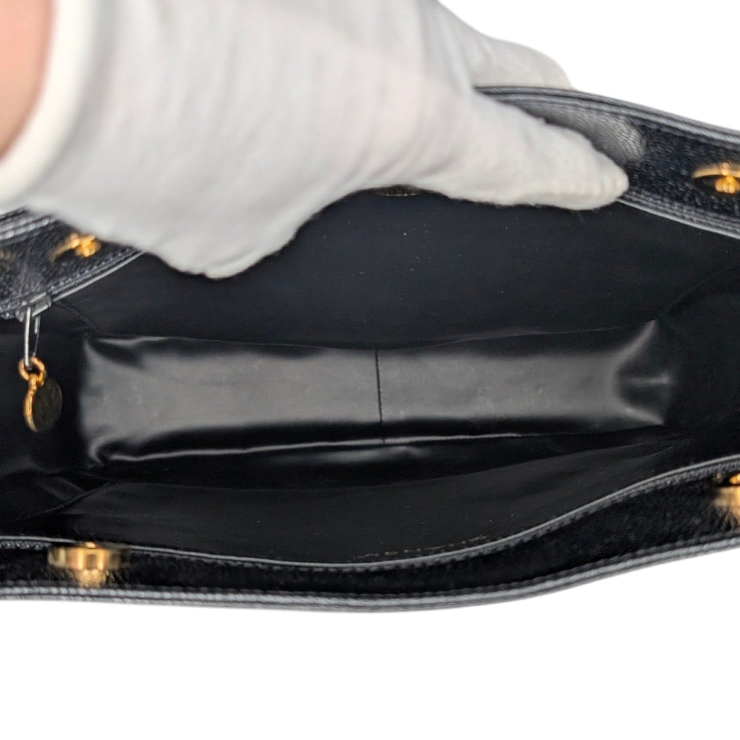 Chanel 90s Black Caviar Triple CC Shopping Tote