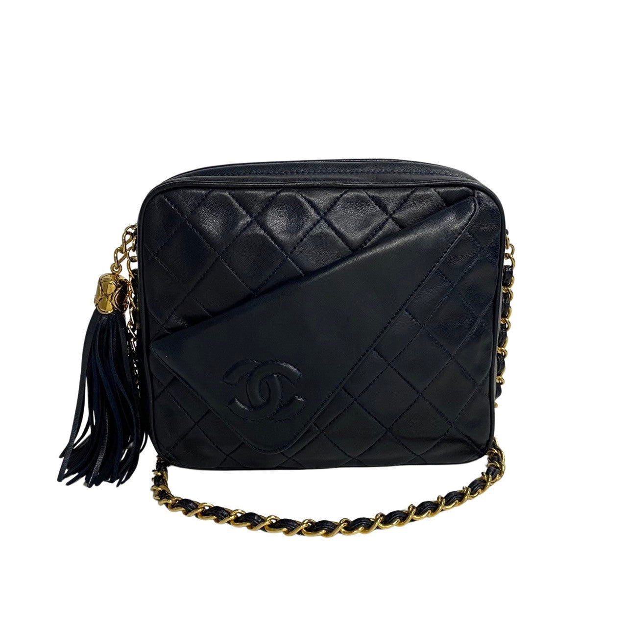 Chanel CC Quilted Leather Tassel Camera Bag Leather Crossbody Bag