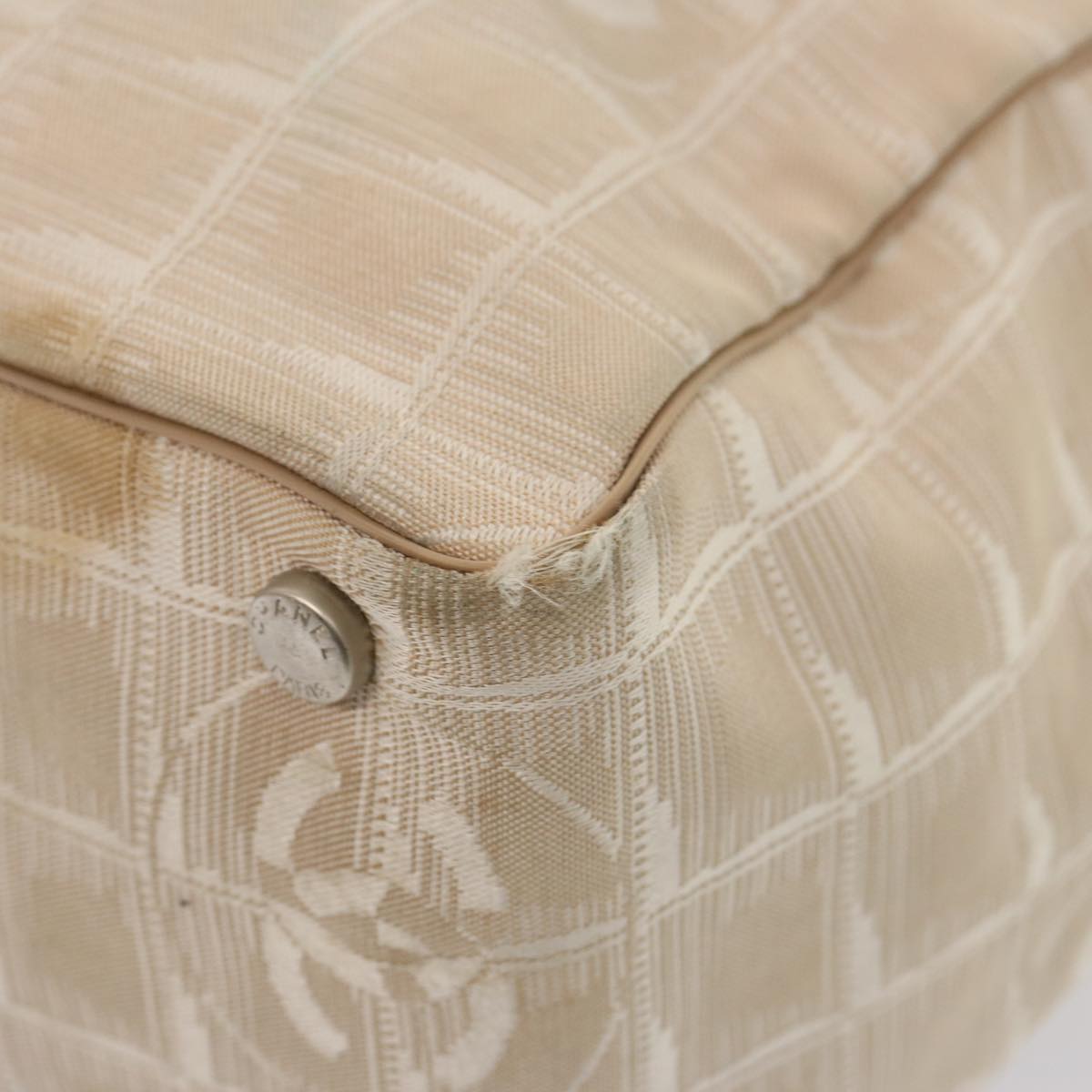 CHANEL New Travel Line Tote Bag Nylon Beige CC 76174