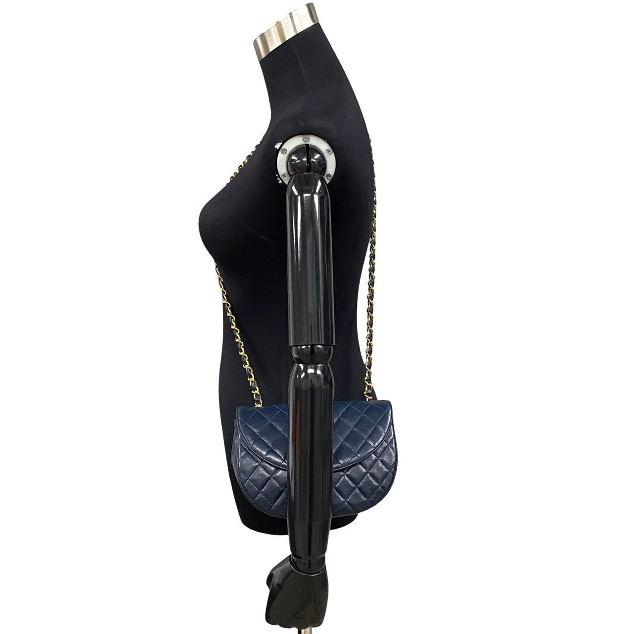Chanel CC Half Moon Matelassse Chain Bag Leather Crossbody Bag