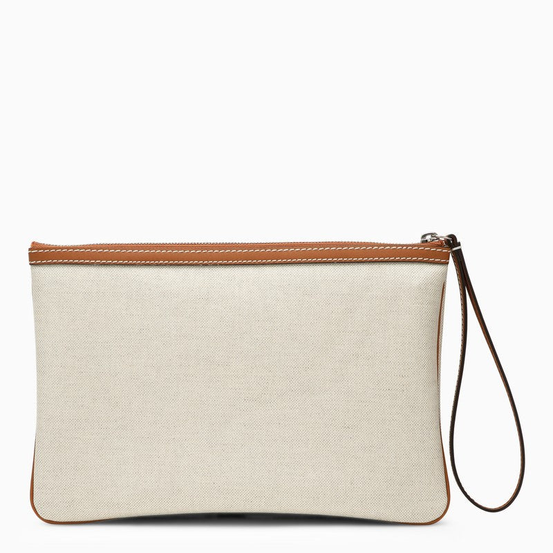 Gucci Beige Canvas Logo Pouch Women