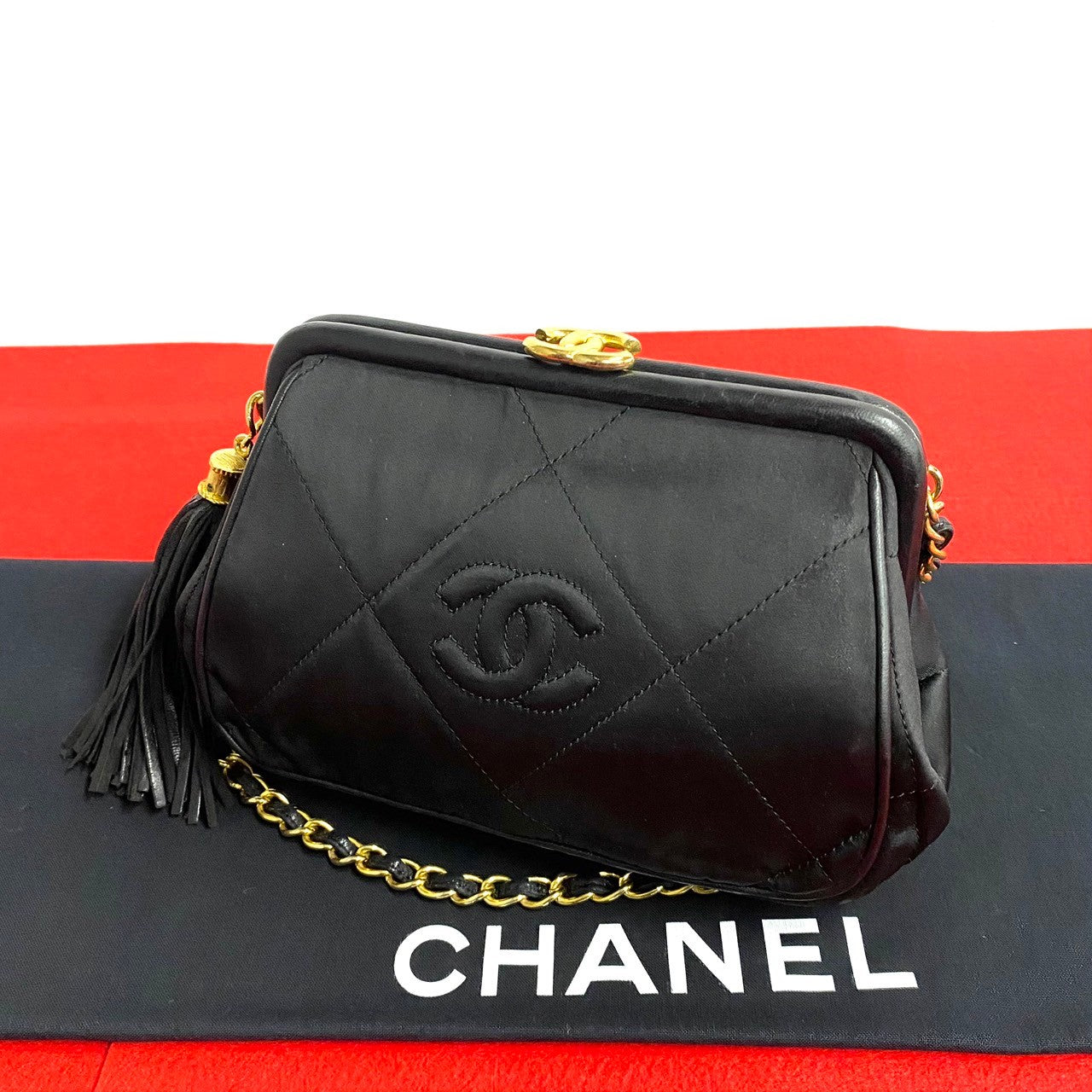Chanel Quilted Satin Clasp Crossbody Bag Canvas Crossbody Bag