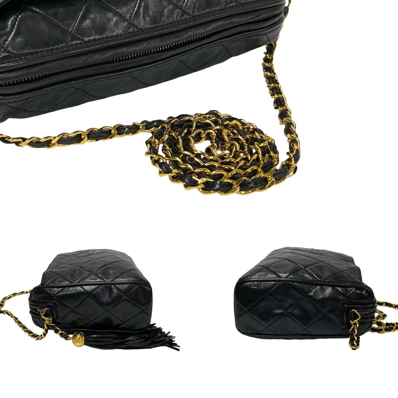Chanel Quilted Leather Tassel Camera Bag Leather Crossbody Bag
