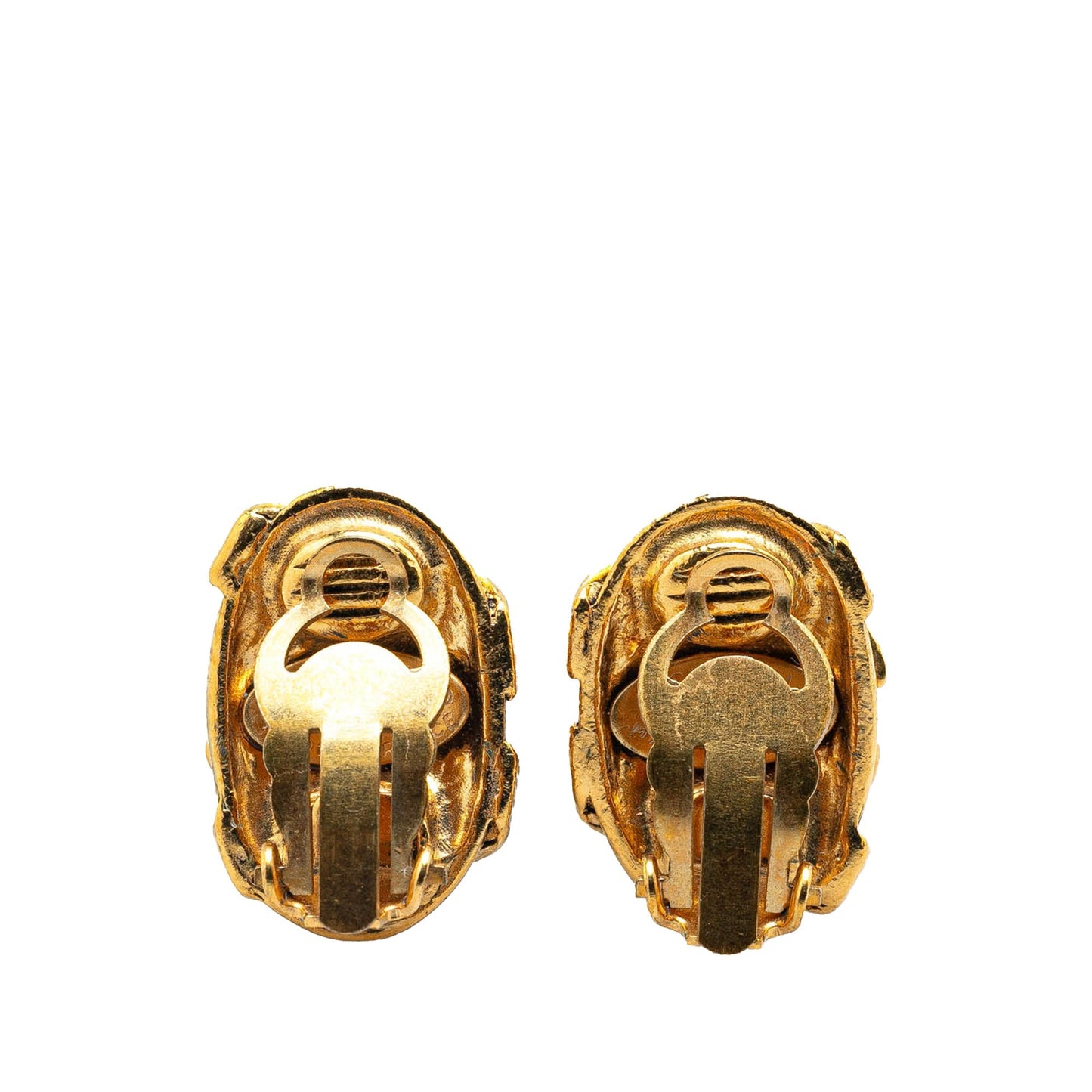 Gold Chanel Gold Plated CC Clip On Earrings
