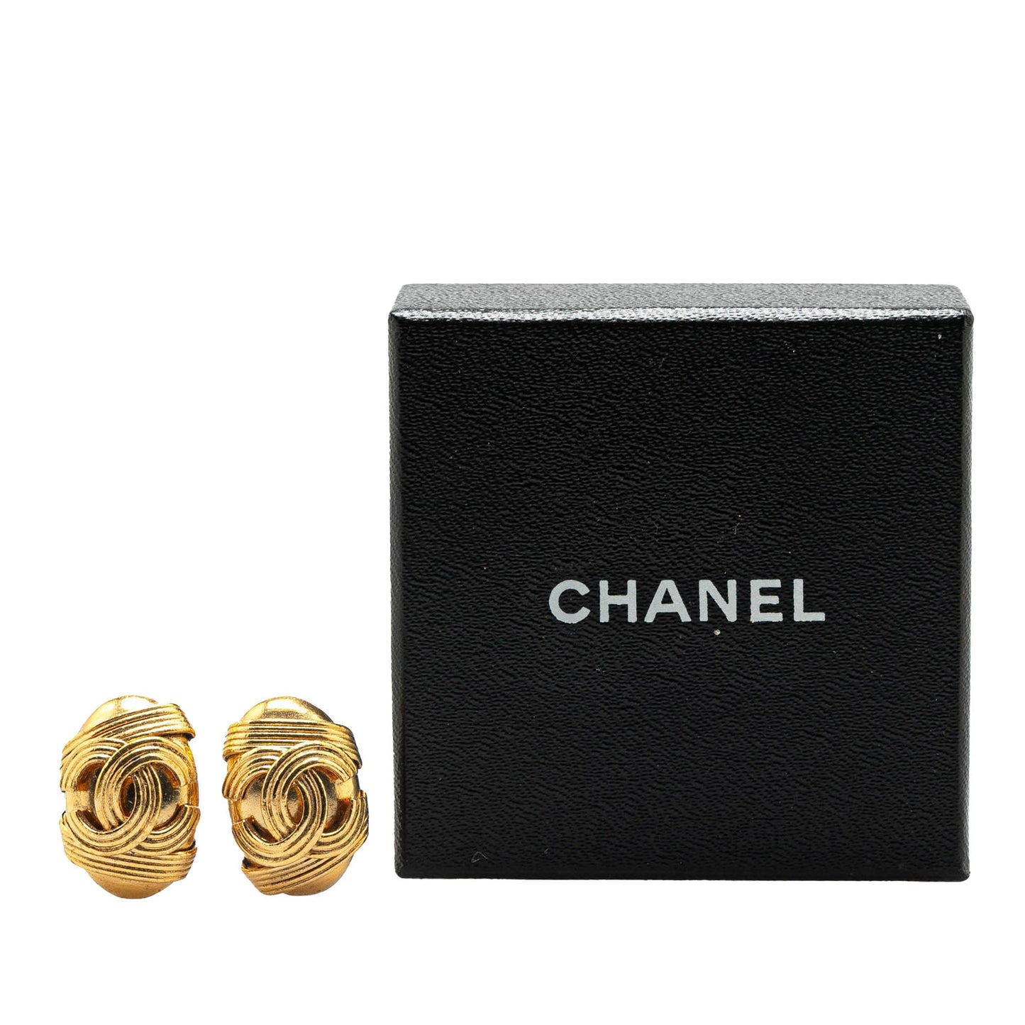 Gold Chanel Gold Plated CC Clip On Earrings