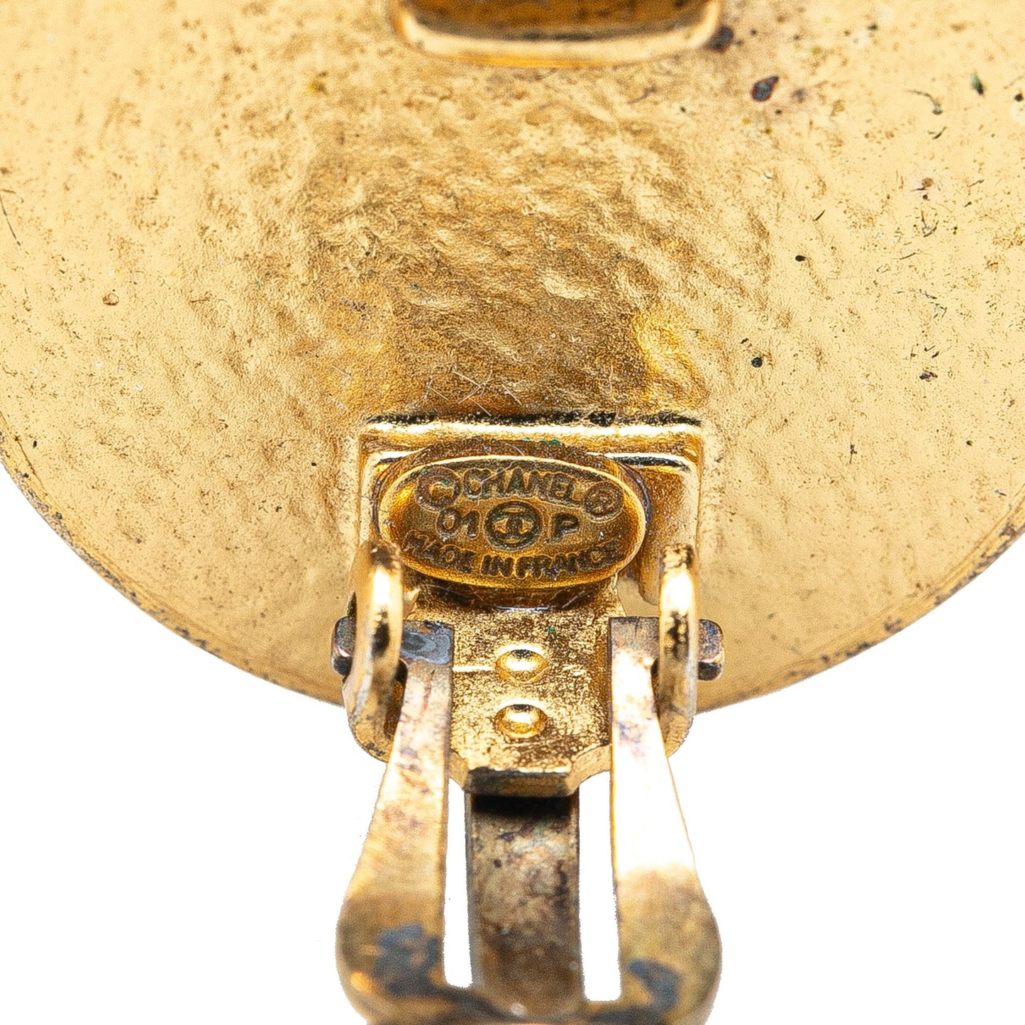 Black Chanel Gold Plated Enamel CC Clip On Earrings