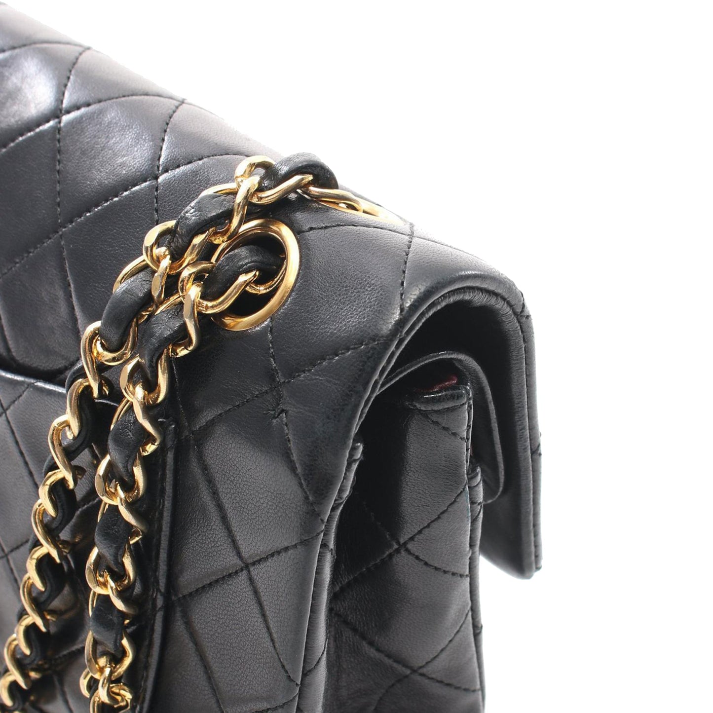 Black Chanel Small Classic Lambskin Double Flap Shoulder Bag