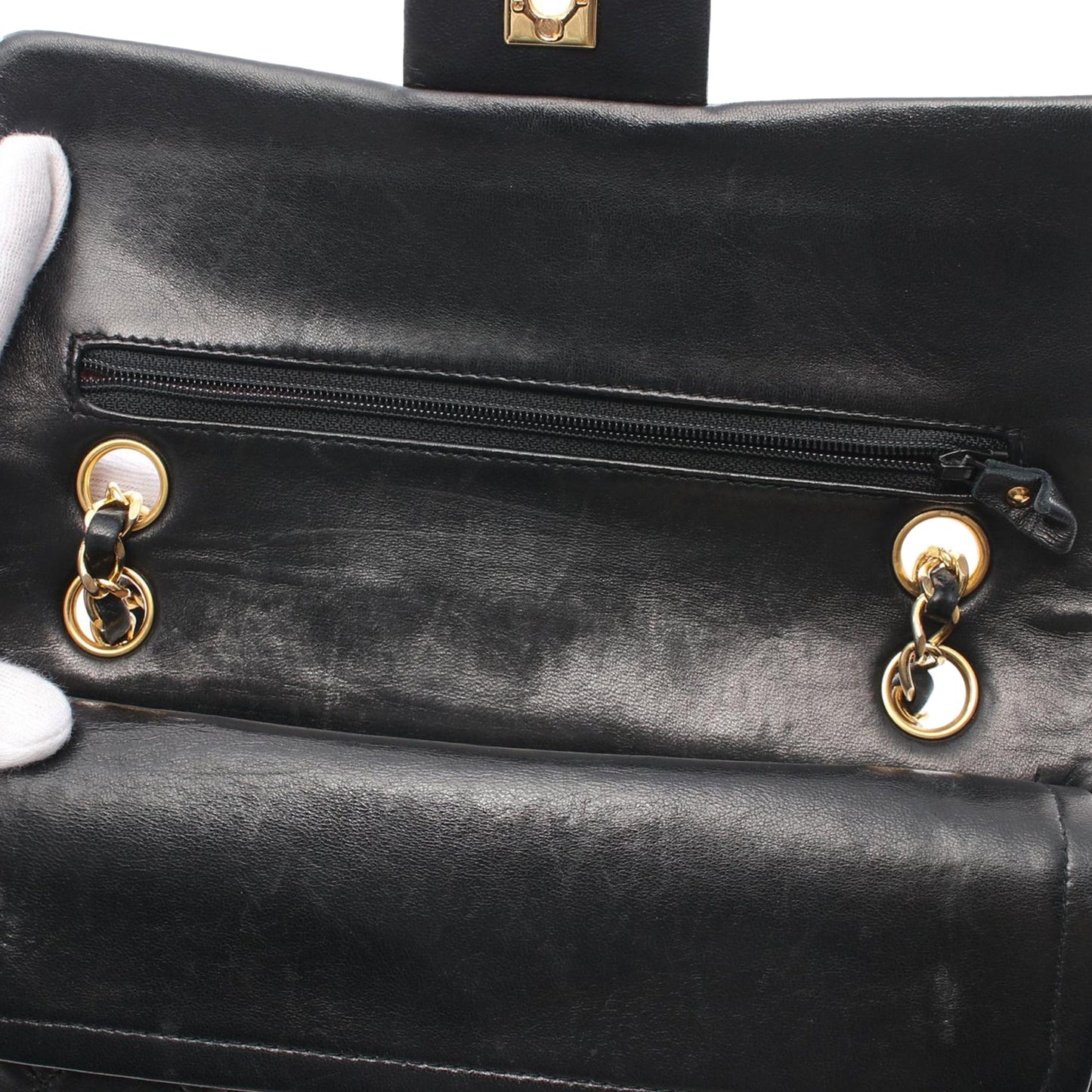 Black Chanel Small Classic Lambskin Double Flap Shoulder Bag