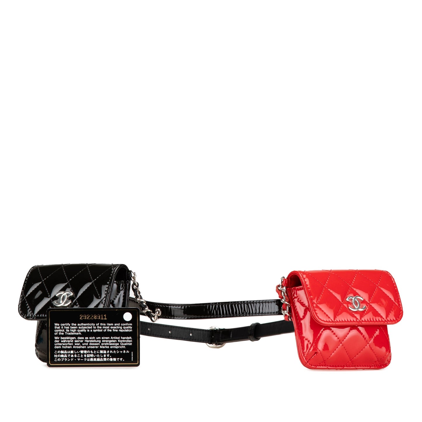 Black Chanel Mini Patent Belt in Love Double Flap Belt Bag