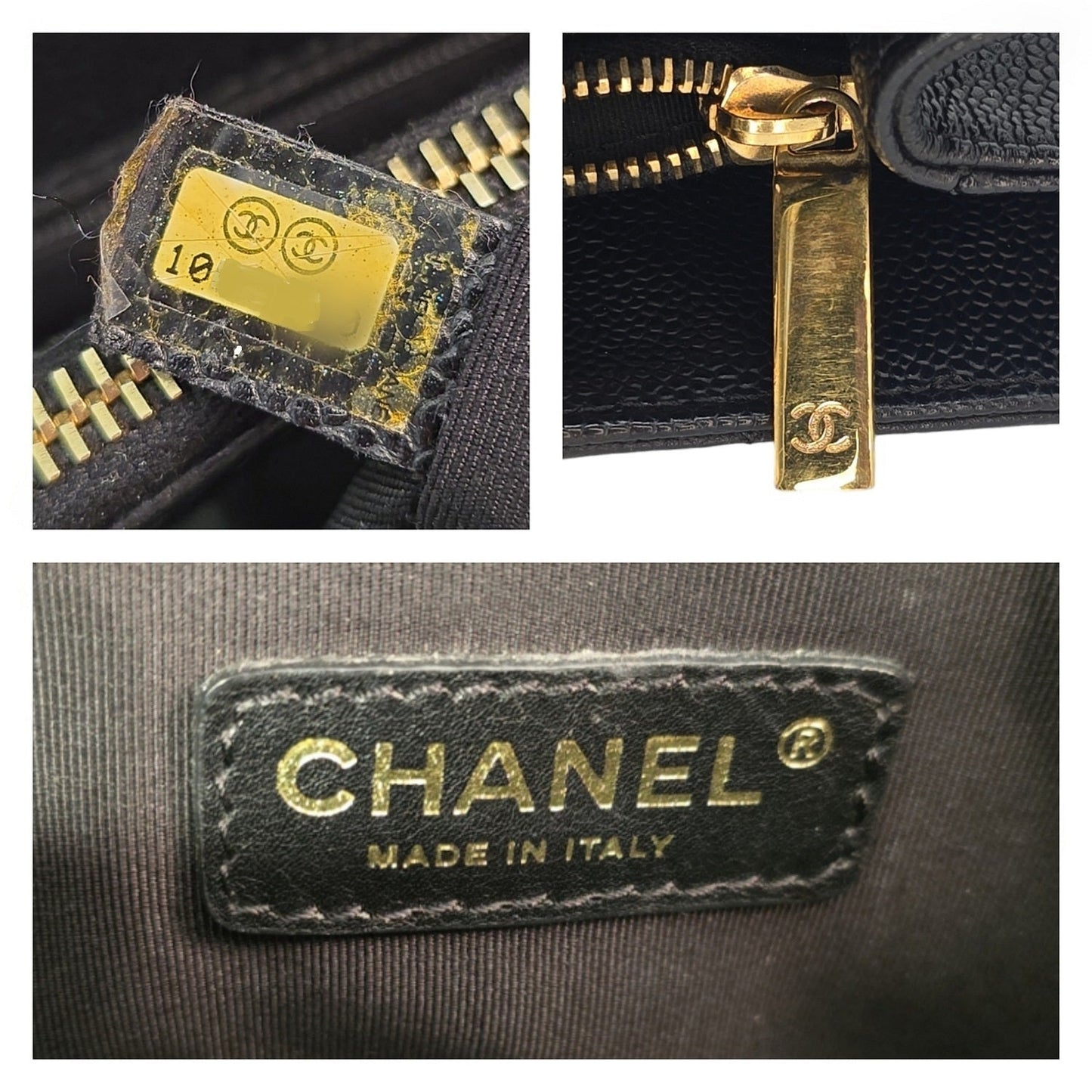 Chanel Vintage Black Quilted Caviar Grand Shopping Tote