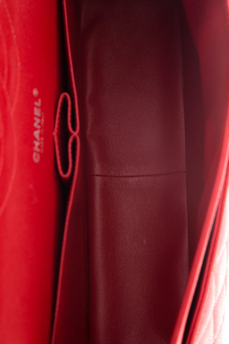 Chanel Red Jumbo Caviar Double Flap Handbag