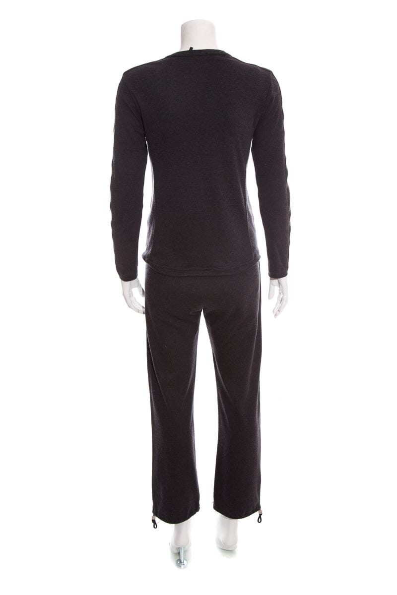 Chanel Charcoal Cotton & Cashmere Athletic Set SZ 38