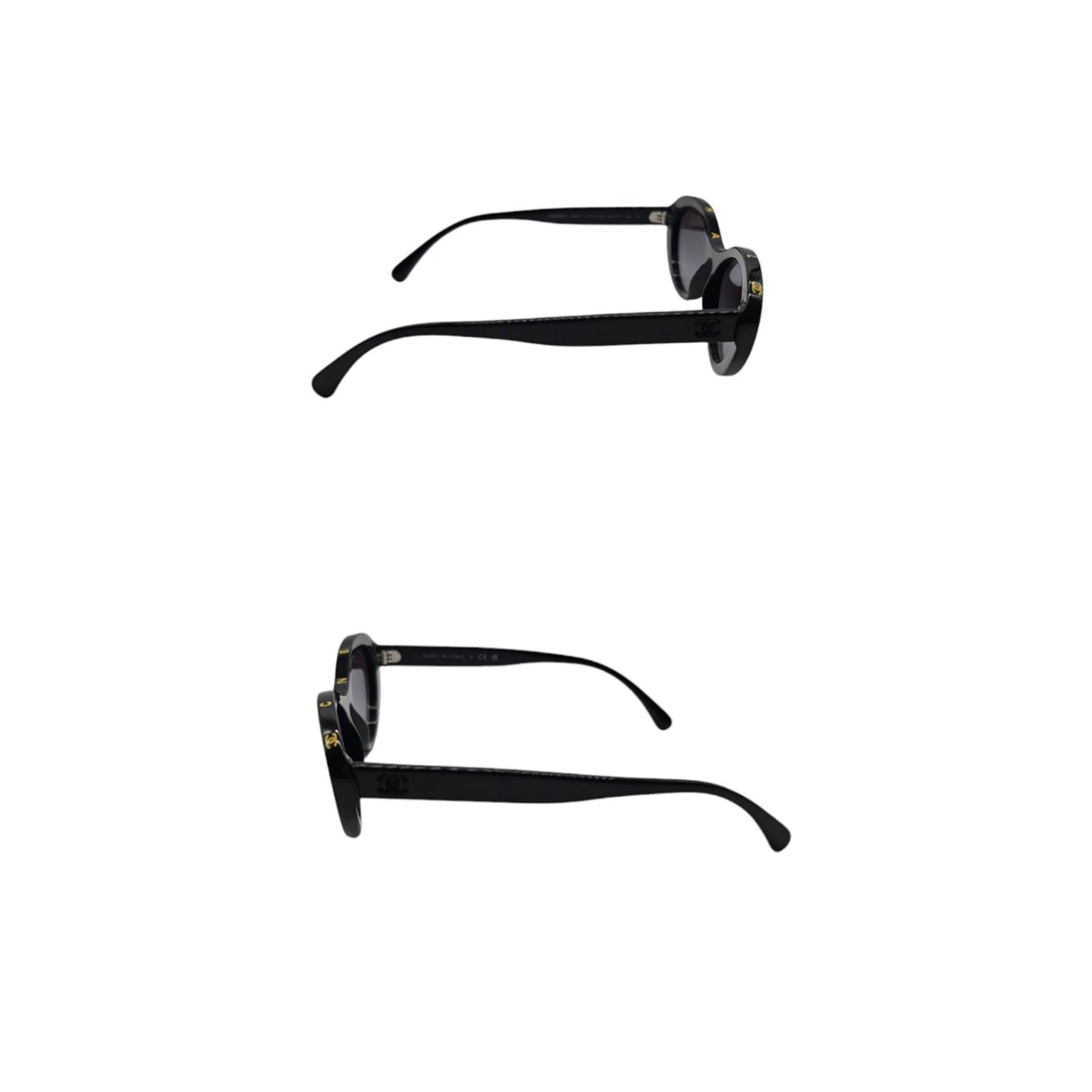 Chanel 5416 Black and Gold Oval Sunglasses