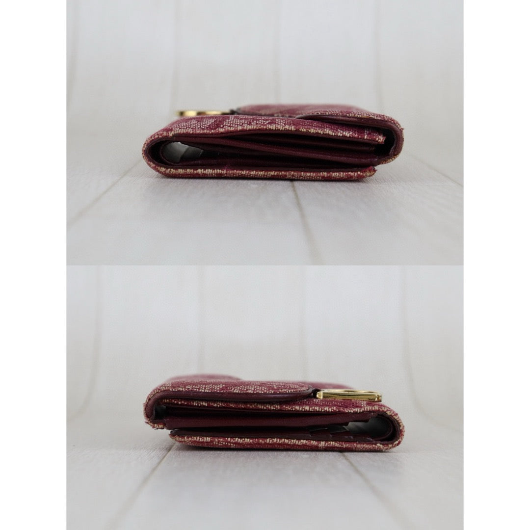 Fair ( Rank B ) Dior Trotter Trifold Wallet RedH24112503